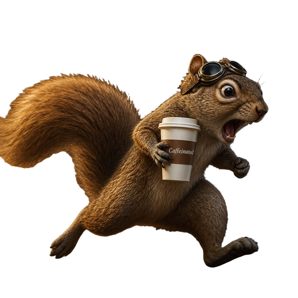Caffeinated squirrel on the run